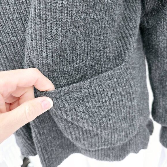 Madewell Women's Oversized Merino Wool Half Zip Pullover Sweater Gray S - Picture 3 of 6